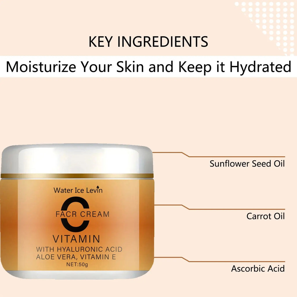 Vitamin C Facial Cream, Hyaluronic Acid, Aloe Vera and Vitamin E, Facial Moisturizing Cream, Nourishing Skin Care, Increasing Brightness, Available for All Skin Types - Nova Trendz