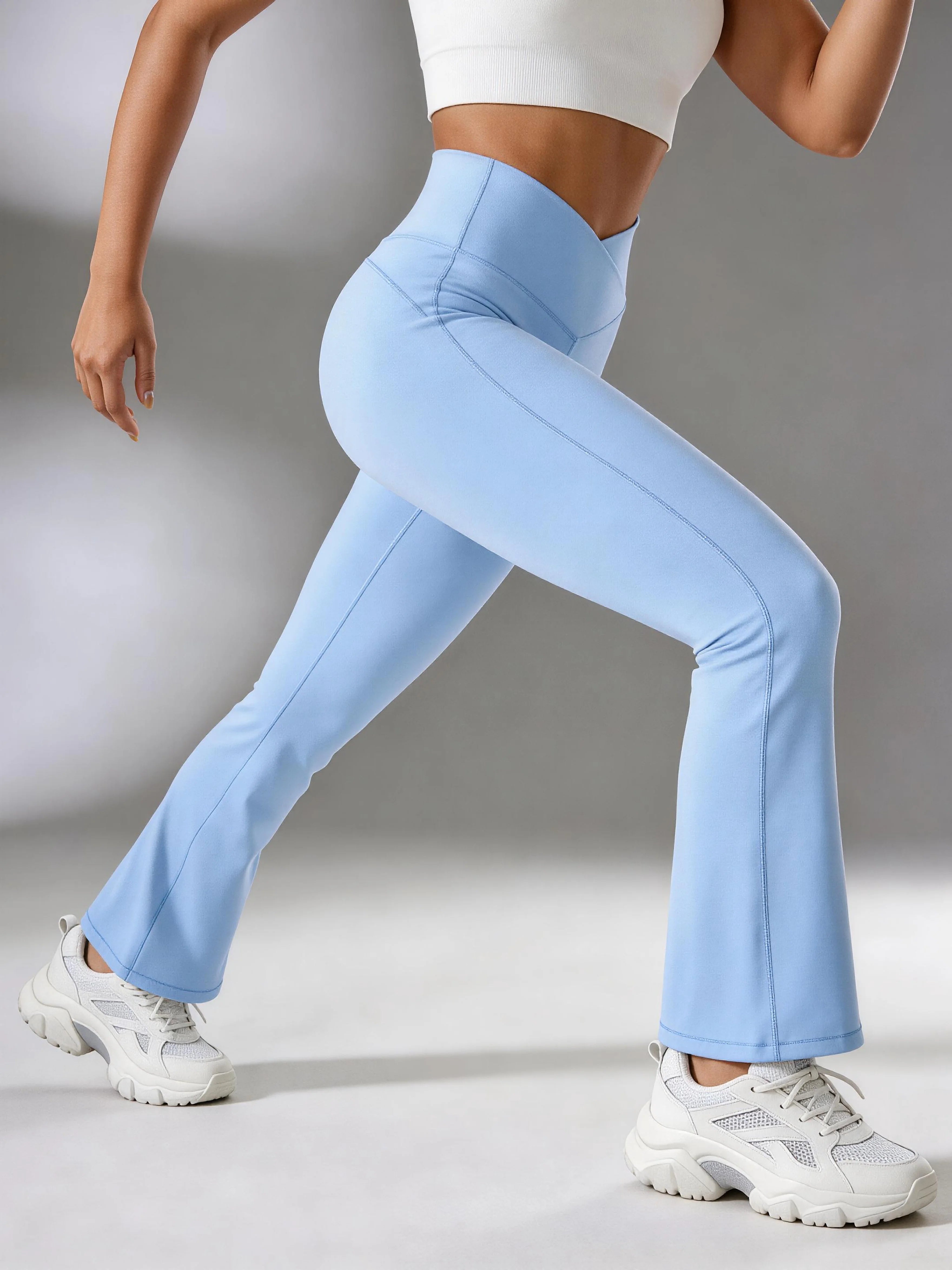 High-Waisted V-Cross Waistband Yoga Leggings with Tummy Control, M-Smile Line Butt Lifting, 4-Way Stretchy & Soft Cooling Fabric Nova Trendz
