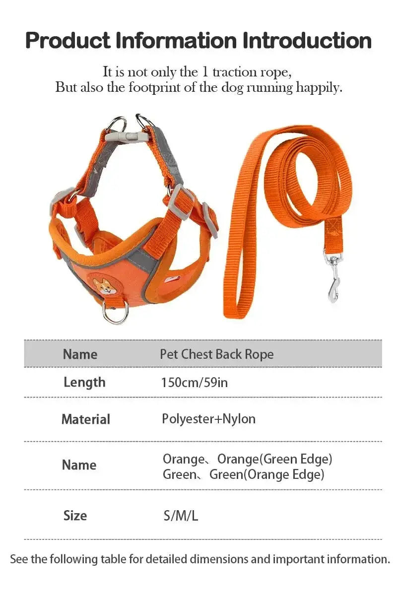 Booteely Pet Suede Chest Harness Vest Dog Cat Strap Reflective Leash Retractable For Small Light And Convenientn - Nova Trendz