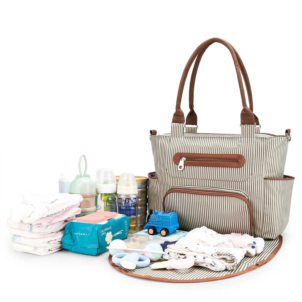 7pcs Nappy Changing Bag Set,Multifunction Mummy Tote Bag Baby Changing Bag Shoulder Handbag Travel Diaper Bag Nova Trendz