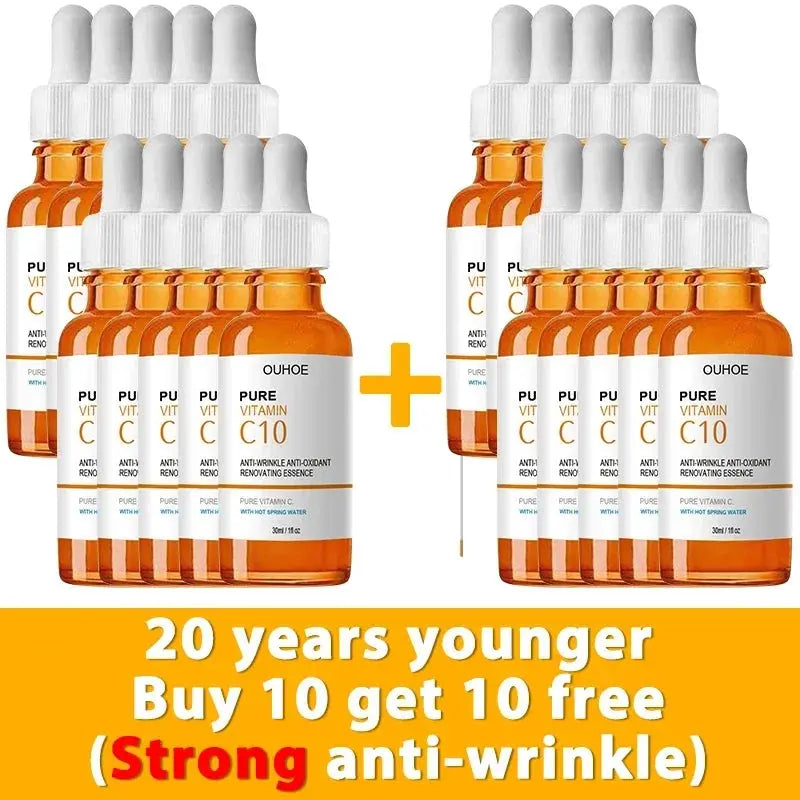 Vitamin C Wrinkle Remover Face Serum Lifting Firming Fade Fine Lines Anti-aging Essence Whitening Brighten Nourish Skin Care Nova Trendz