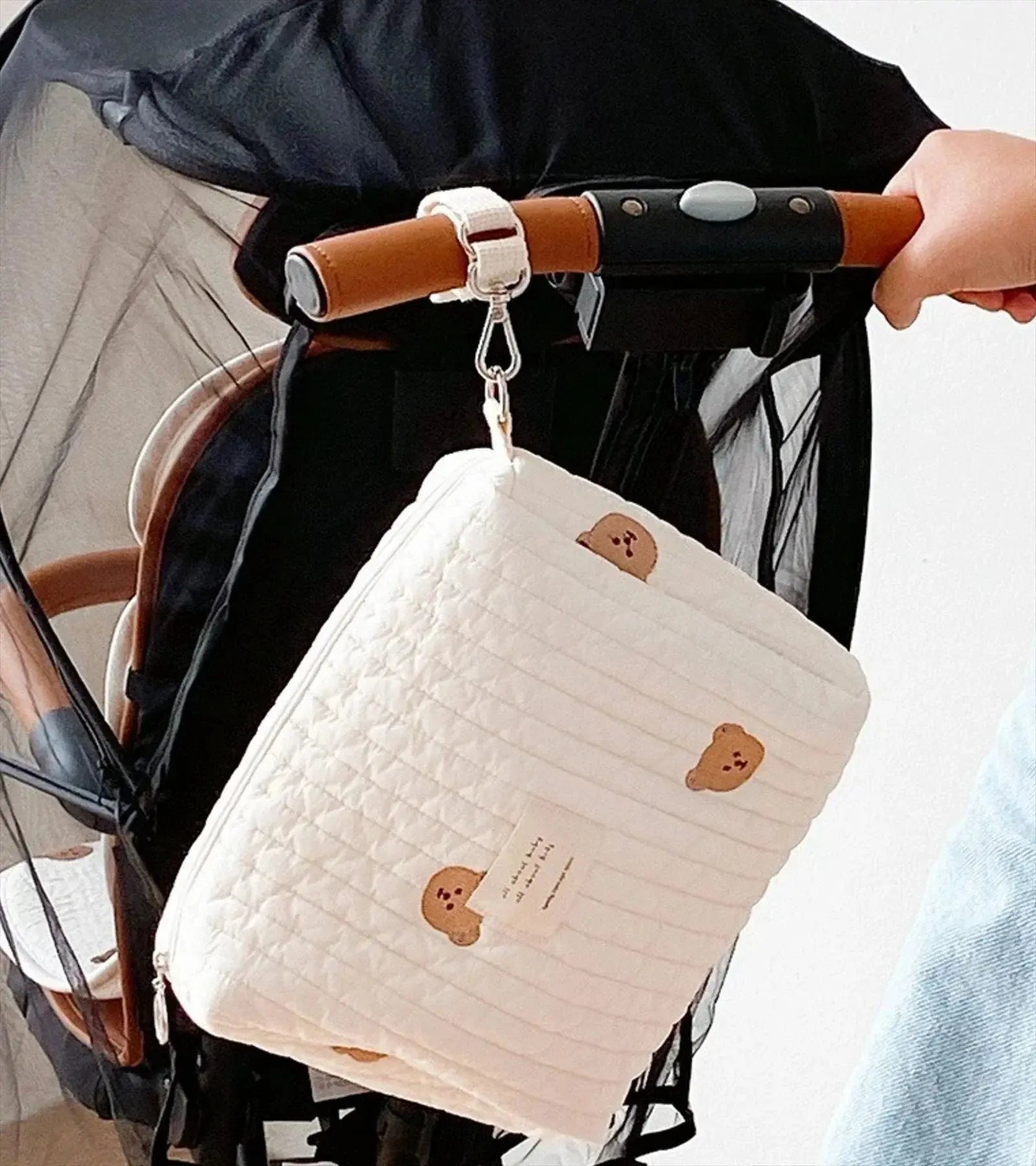 Portable Stroller Nappy Bag Quilted Baby Diaper Caddy Organizer Embroidered Mommy Bags Babies Accessories Changing Bag Storage Nova Trendz