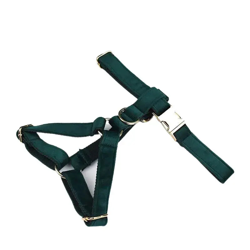 Green Velvet Dog Collar And Leash Set For Dogs Custom Engraved Nameplate Pet Supplies Dog Leash velvet43 - Nova Trendz