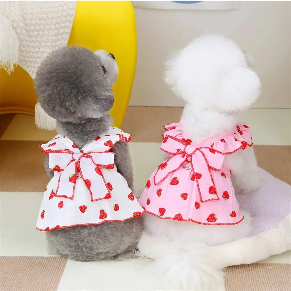 Strawberry Pattern Summer Dress for Dog Pet Clothing Dog Suspender Skirt Cats Puppy Cute Dog Costume Supplies - Nova Trendz
