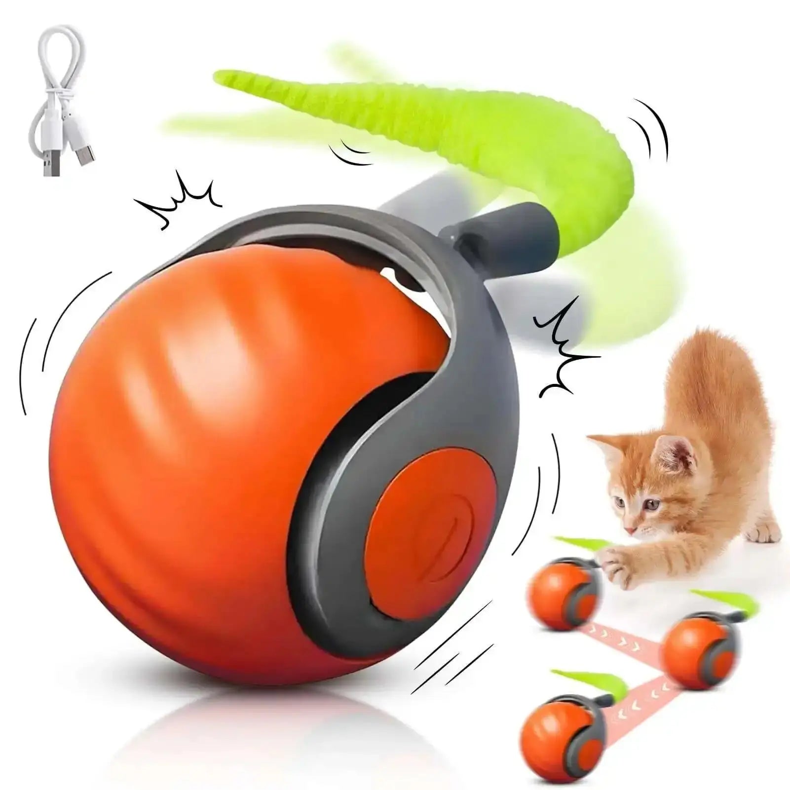 New Smart Interactive Speedy Tail 2.0 Cat Toy Automatic Moving Balls for Cats And Dogs Touch Motion Rolling Toy Ball for Pet - Nova Trendz
