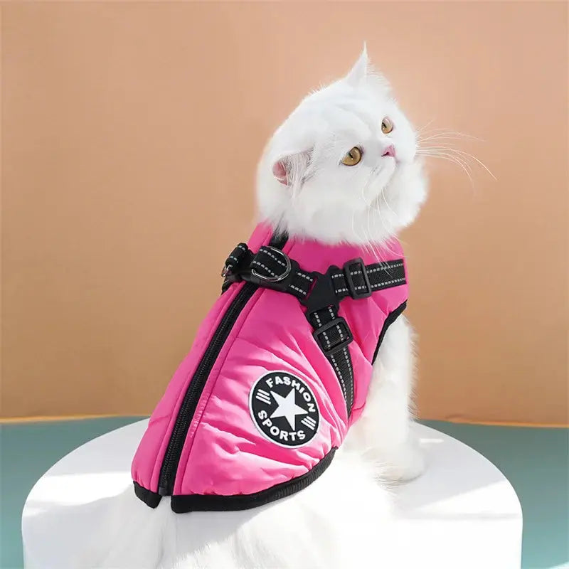 Pet Dog Coat with Harness Winter Cat Waterproof Coat Zipper Dog Jacket with Reflective Harness for Smal Medium Large Dogs - Nova Trendz