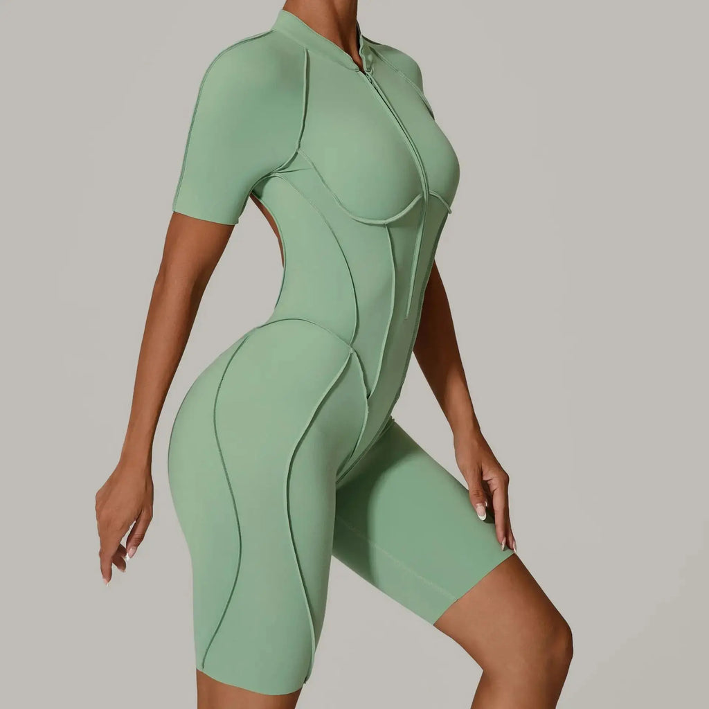 New Seamless Yoga Jumpsuits Sports Fitness Hip-lifting Backless Skinny Zipper One-Piece Workout Clothing Gym Bodysuit for Women - Nova Trendz