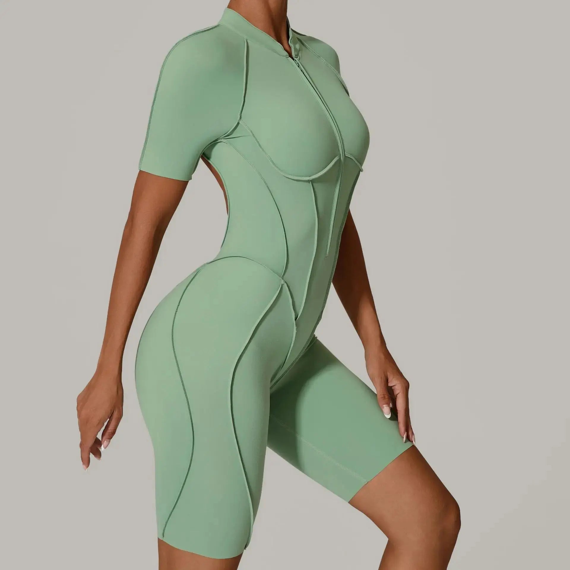 New Seamless Yoga Jumpsuits Sports Fitness Hip-lifting Backless Skinny Zipper One-Piece Workout Clothing Gym Bodysuit for Women - Nova Trendz