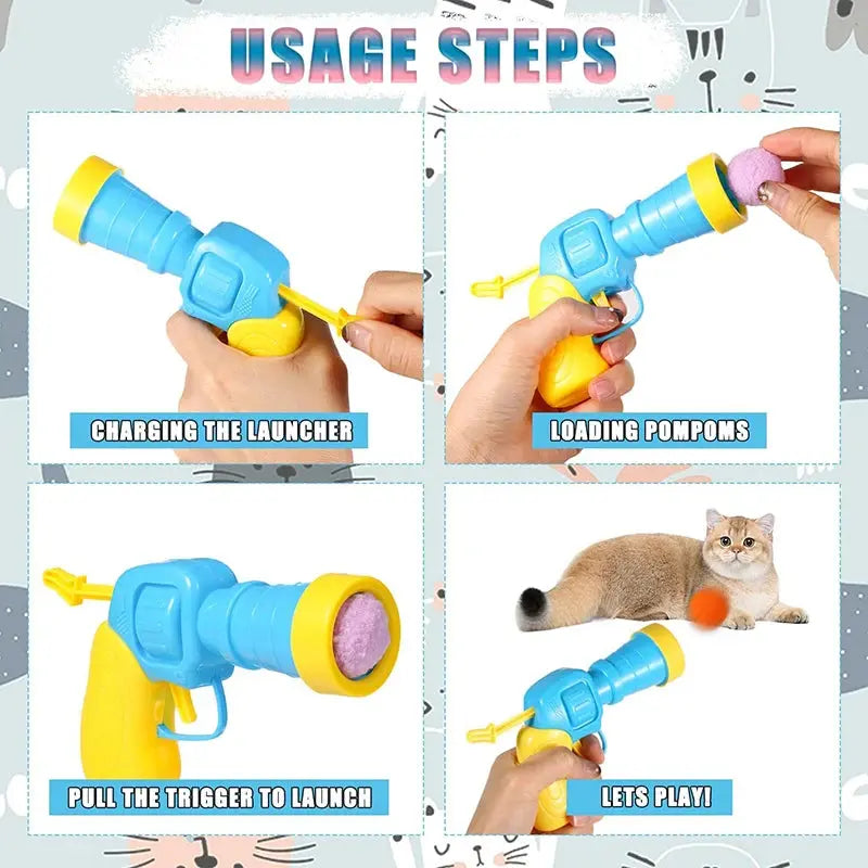 Cat Toys Interactive Launch Training Toy For Pet Kitten Creative Mini Shooting Gun Games Stretch Plush Ball Toys Pet Supplies - Nova Trendz