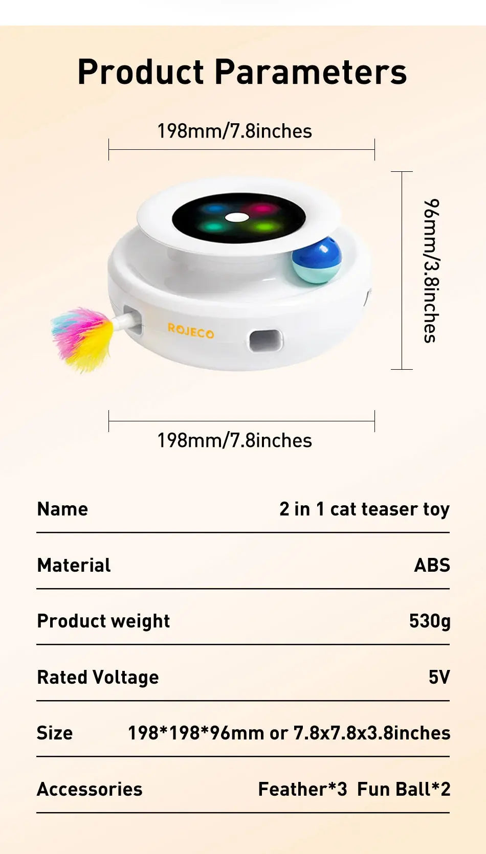 ROJECO 2 in 1 Smart Cat Toys Automatic Feather Fun Ball Toy Set For Cat Dog 5 Modes Electronic Interactive Pet Toy Accessories - Nova Trendz