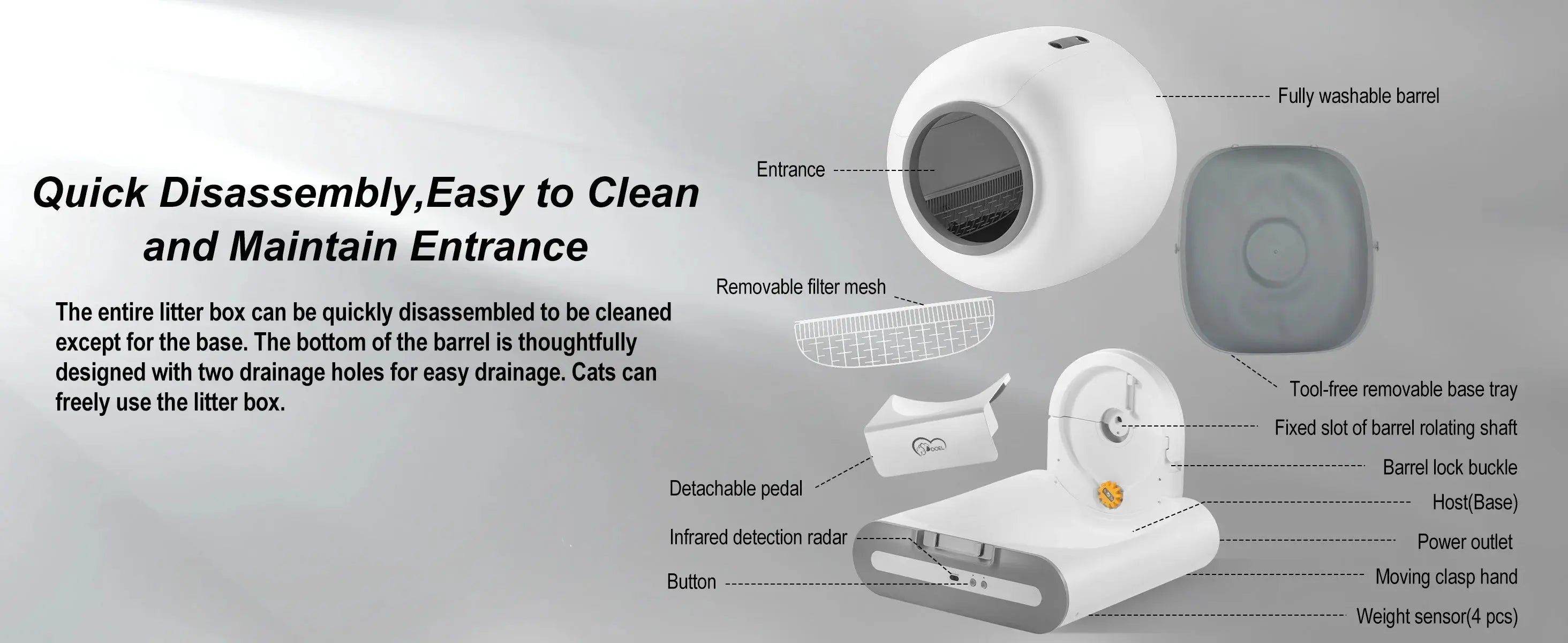 DOEL  Automatic Cat Litter Box Self Cleaning with App Control & Cat Litter Mat Smart Cat Toilet for Multiple Large Cats Nova Trendz
