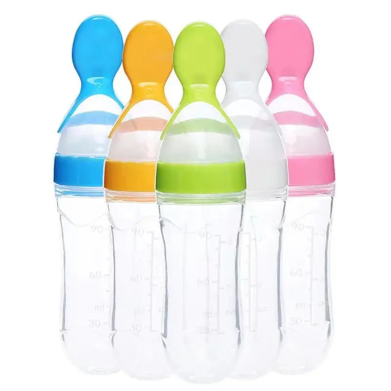 Squeezing Feeding Bottle Silicone Newborn Baby Training Rice Spoon Infant Cereal Food Supplement Feeder Safe Tableware Tools Nova Trendz
