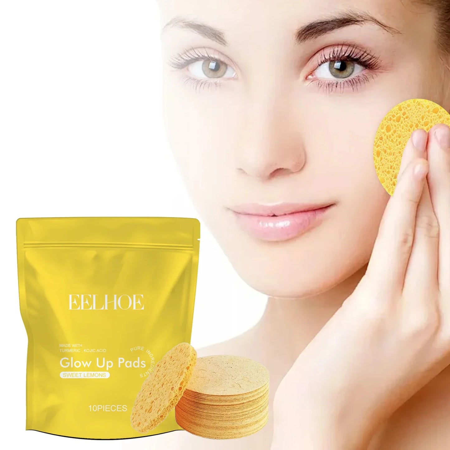 Turmeric Kojic Acid Cleansing Pads Exfoliating Pads Facial Sponges Removes Dirt Cleansing Exfoliating Daily Cleansing Skin Care