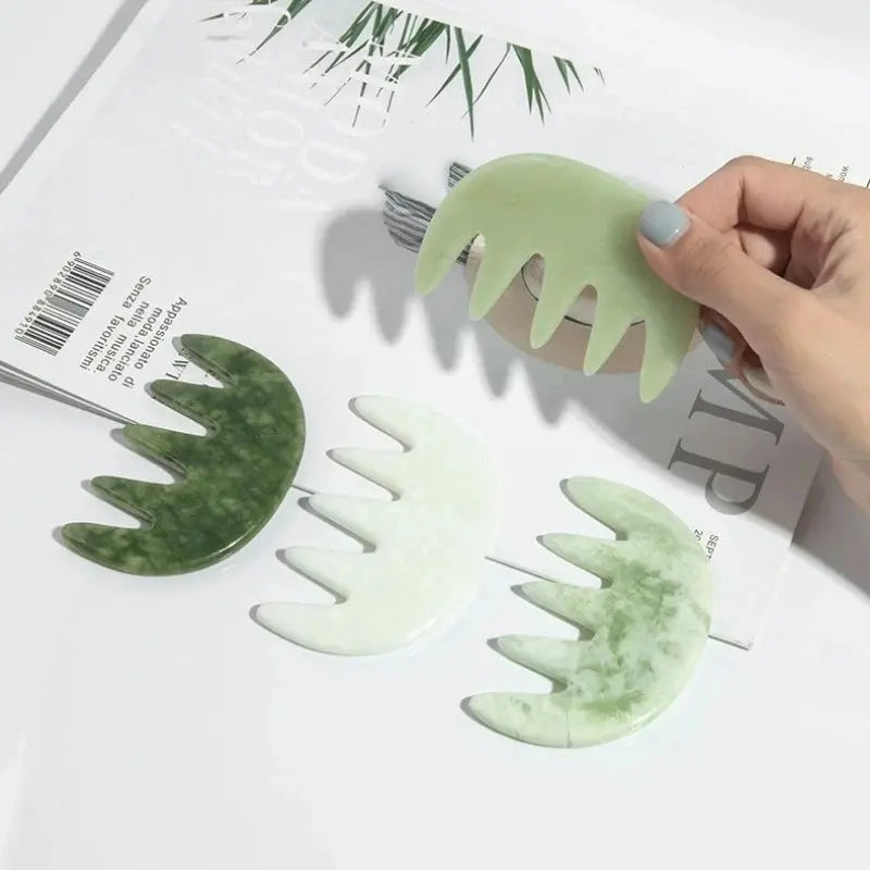 Natural Jade Comb Gua Sha Board Jade Massager For SPA Acupuncture Body Scraping Gouache Scraper Facial Skin Beauty Tool Nova Trendz