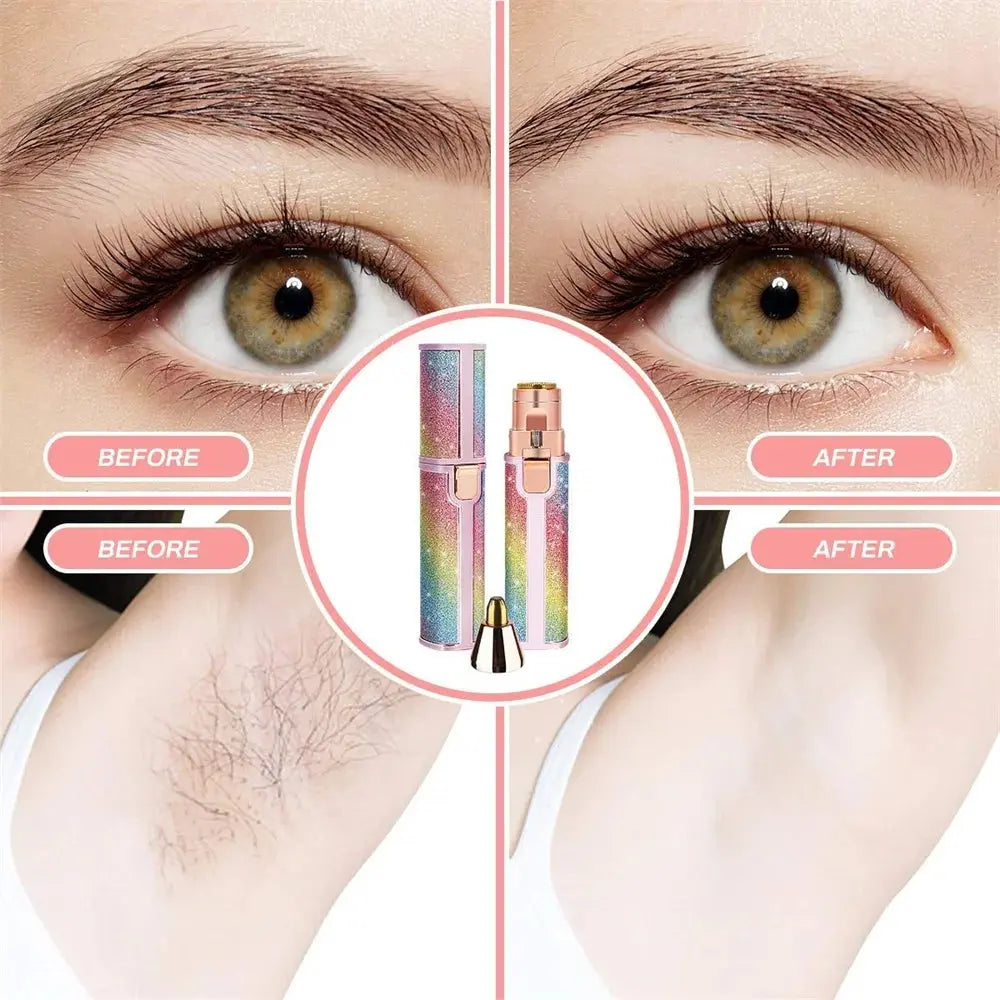 2 In1 Electric Eyebrow Trimmer Painless Eye Brow Mini Shaver Razors Portable Facial Hair Remover Women Built-in LED Light Nova Trendz