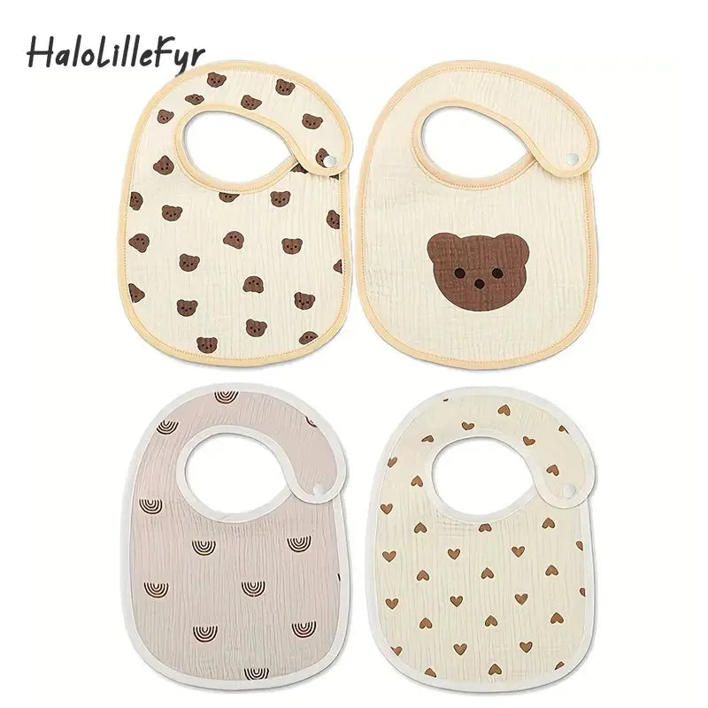 2pcs Newborn Baby Cotton Gauze Bibs Waterproof Infant Boys Girls Burp Cloths Printing Scarf Toddler Saliva Towel Feeding Stuff Nova Trendz