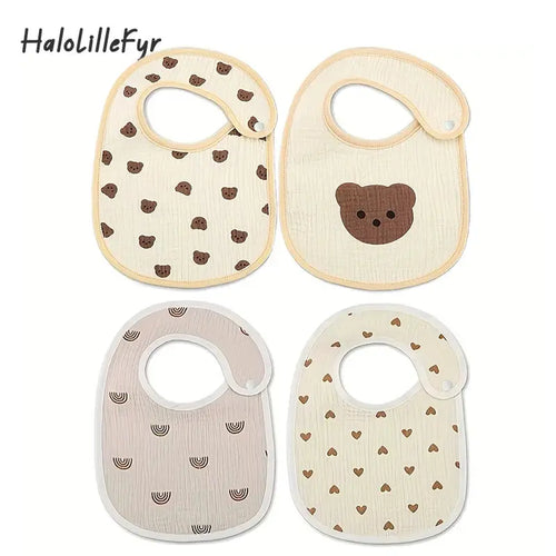2pcs Newborn Baby Cotton Gauze Bibs Waterproof Infant Boys Girls Burp Cloths Printing Scarf Toddler Saliva Towel Feeding Stuff Nova Trendz