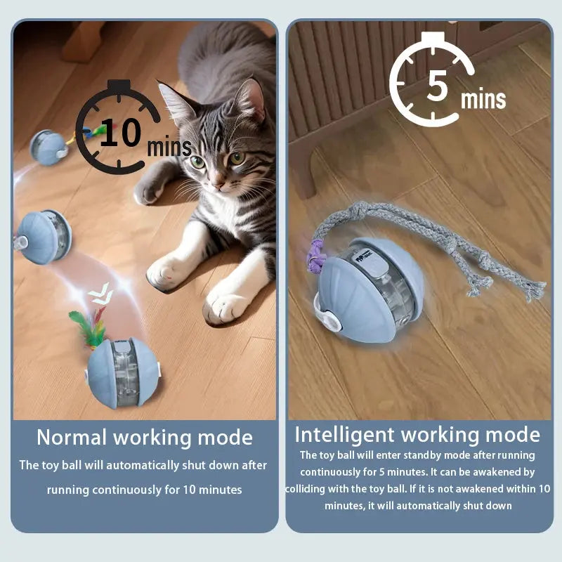 Upgraded Cat Interactive Ball Toys Infrared Automatic Rolling Ball Tail Rechargeable Smart Pet Toy Cat Training Imitate Mouse - Nova Trendz
