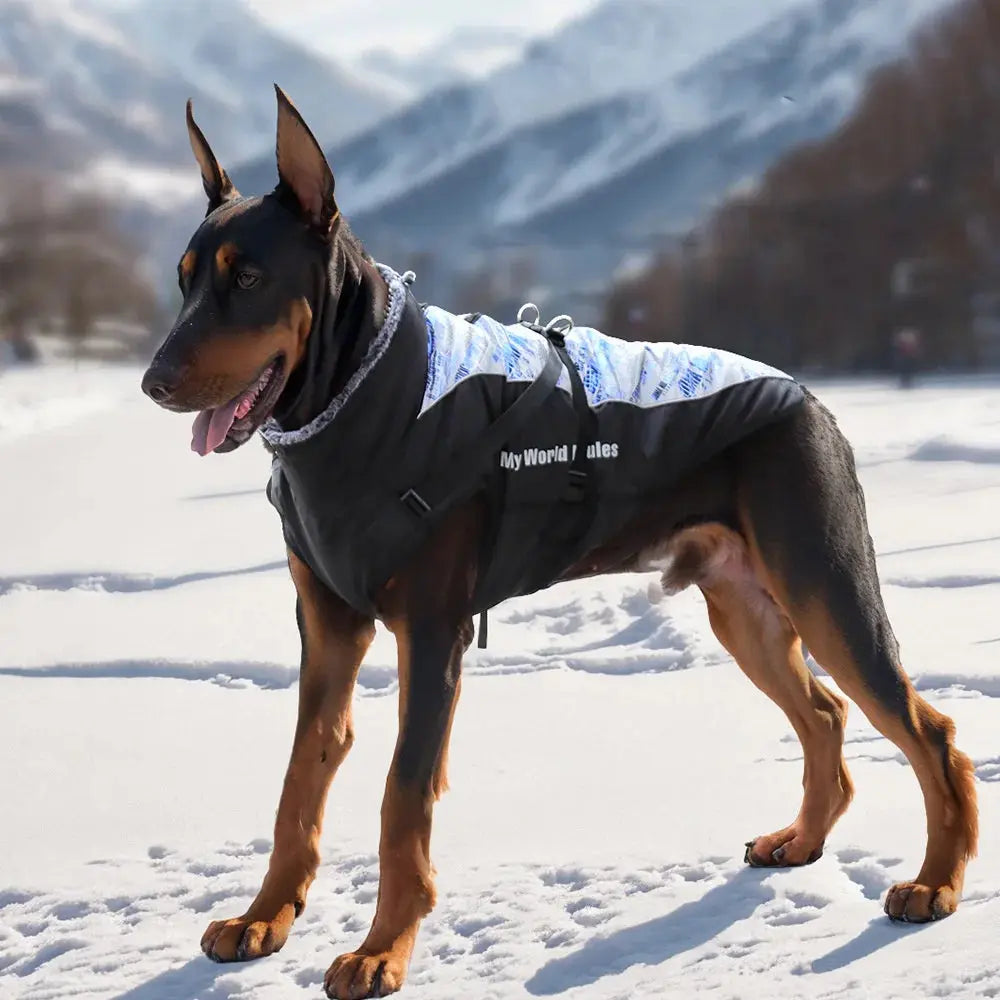 Thickened Big Dog Coat Jacket with Fur Collar Winter Warm Pet Clothes for Medium Large Dogs Greyhound Doberman mascotas Outfits - Nova Trendz