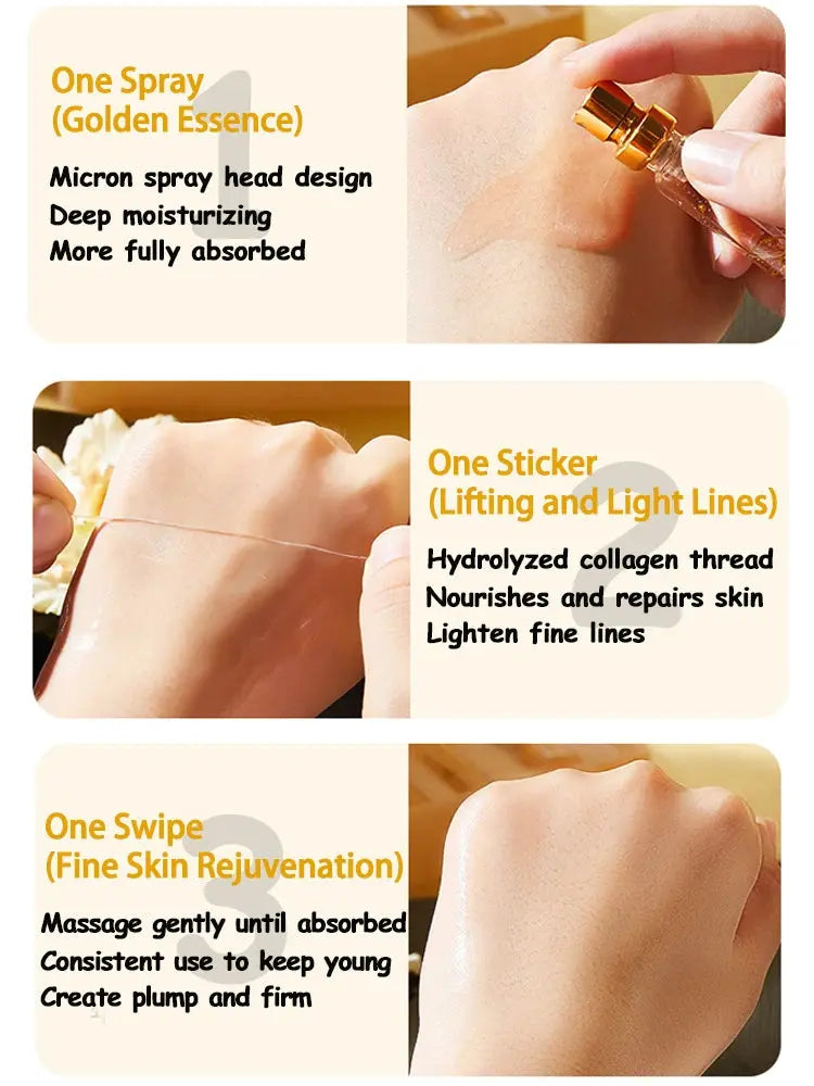 Korea 24k Care Serum Active Collagen Silk Care Lifting Firming Set Hyaluronan Silk Line Moisturizing Essence Firming Skin Care Nova Trendz