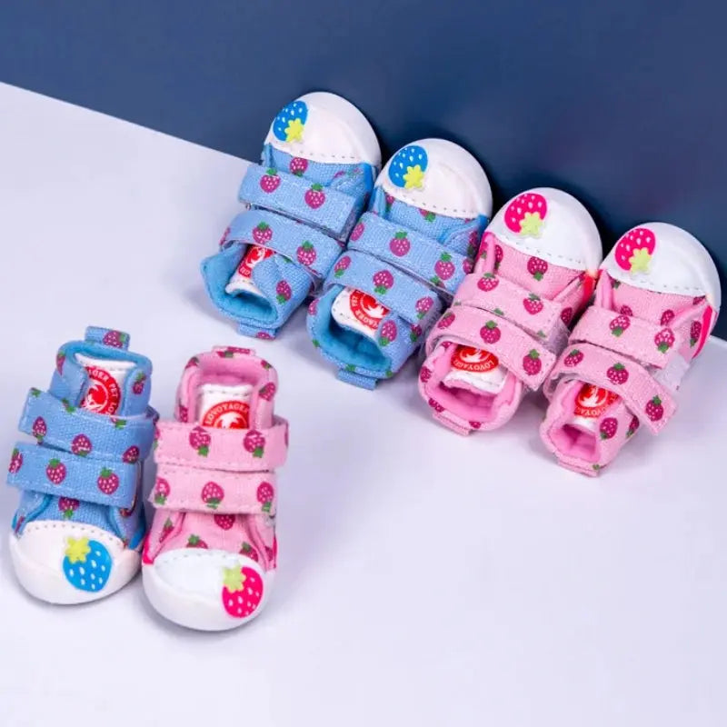 Pet Dog Canvas Shoes for Small Dogs Cute Stawberry Pattern Dog Shoes Anti-Slip Puppy Boots Breathable Cat Sneakers Pet Supplies Nova Trendz