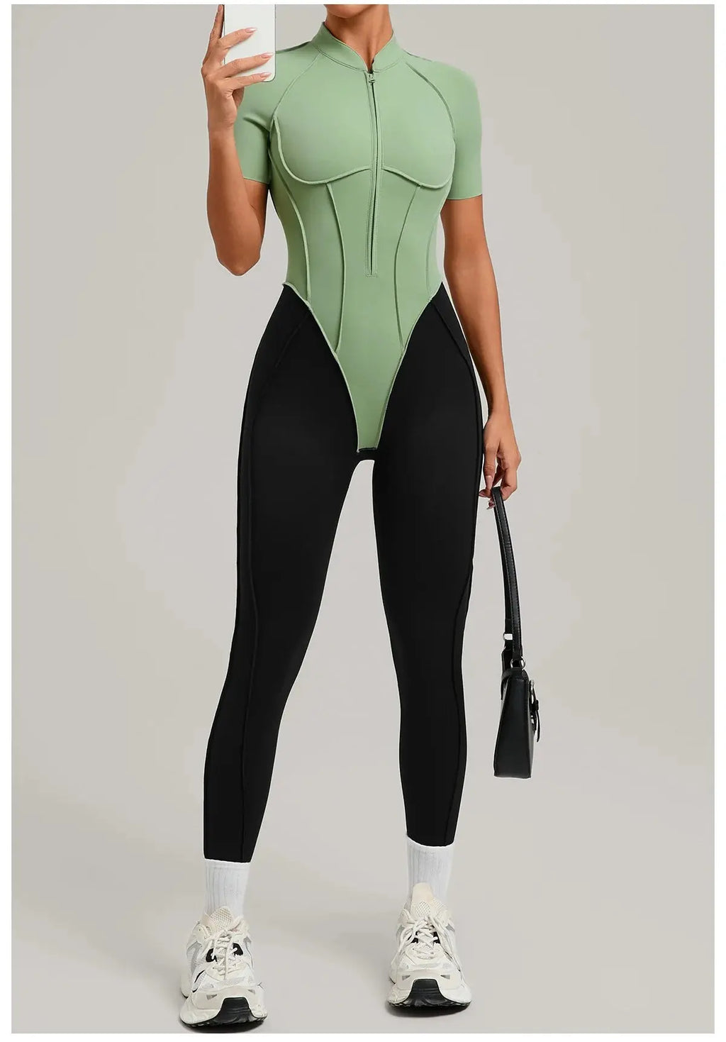 Yoga Bodysuit Short Sleeves Women's Tracksuits Gym Zipper Jumpsuits Sports Workout High-intensity Fitness One-piece Tights Suit - Nova Trendz