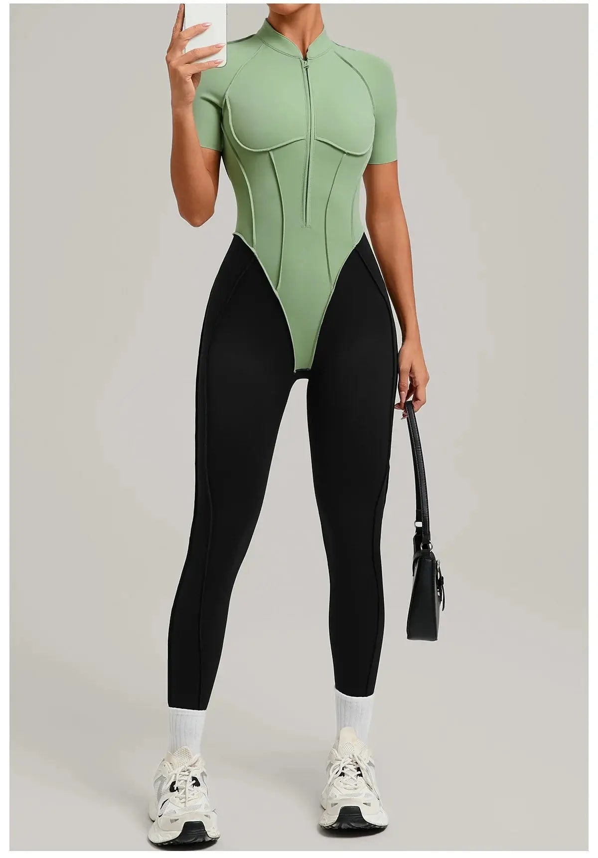 Yoga Bodysuit Short Sleeves Women's Tracksuits Gym Zipper Jumpsuits Sports Workout High-intensity Fitness One-piece Tights Suit - Nova Trendz