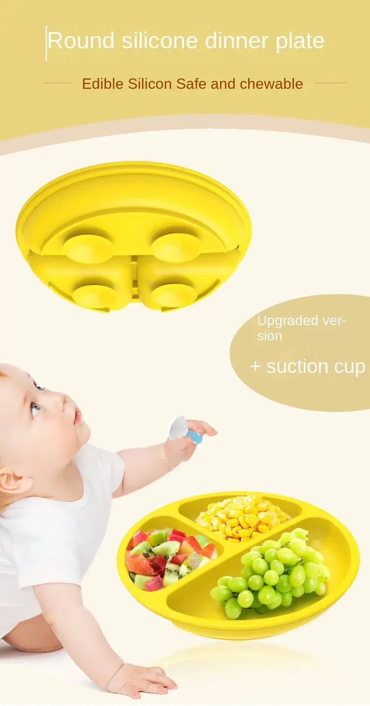 Baby Safe Silicone Dining Plate Suction Cartoon Children Dishes Feeding Toddler Training Tableware Retro Kids Smile Face Bowl Nova Trendz