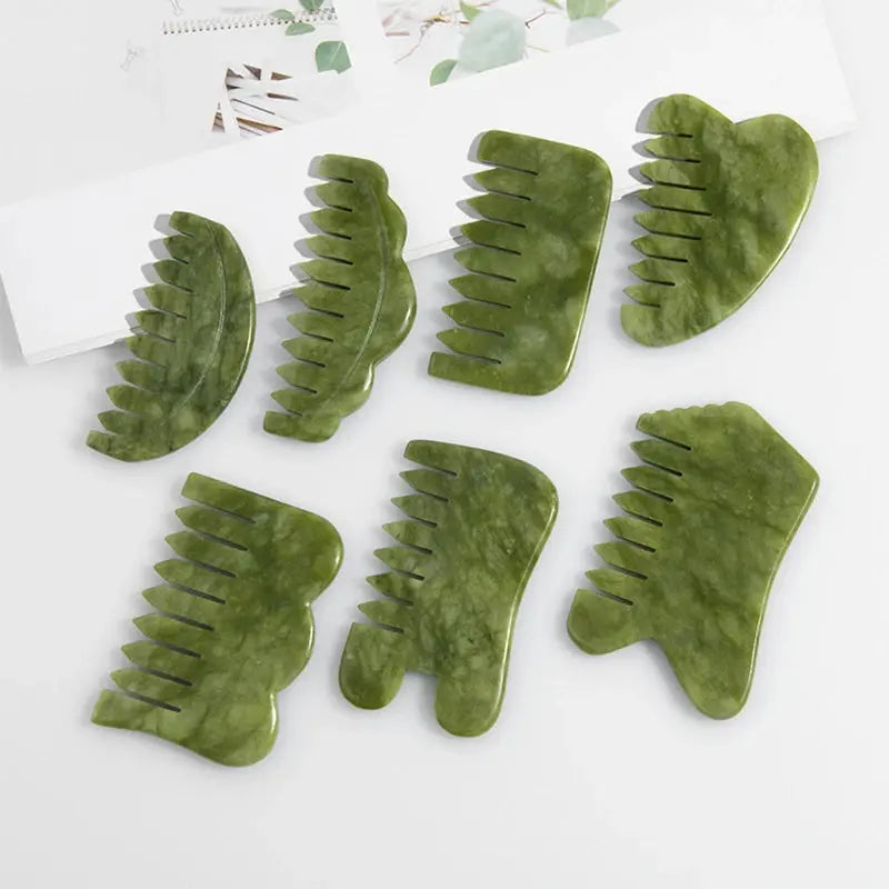 Natural Jade Comb Gua Sha Board Jade Massager For SPA Acupuncture Body Scraping Gouache Scraper Facial Skin Beauty Tool Nova Trendz