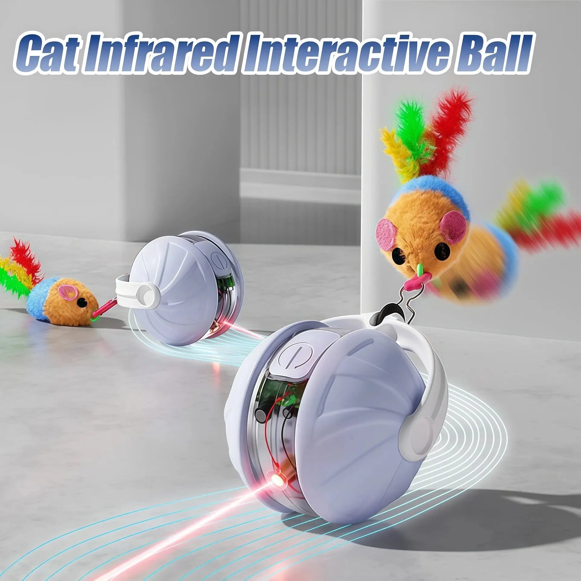 Upgraded Cat Interactive Ball Toys Infrared Automatic Rolling Ball Tail Rechargeable Smart Pet Toy Cat Training Imitate Mouse - Nova Trendz