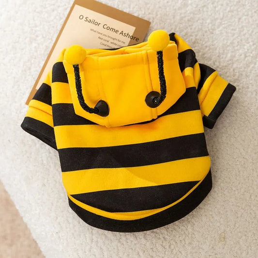 Pet Halloween Costume Honey Bee Role Play Hoodie with Buckle or not Dogs Cats Party Cosplay Funny Outfit Clothes with Hat or not