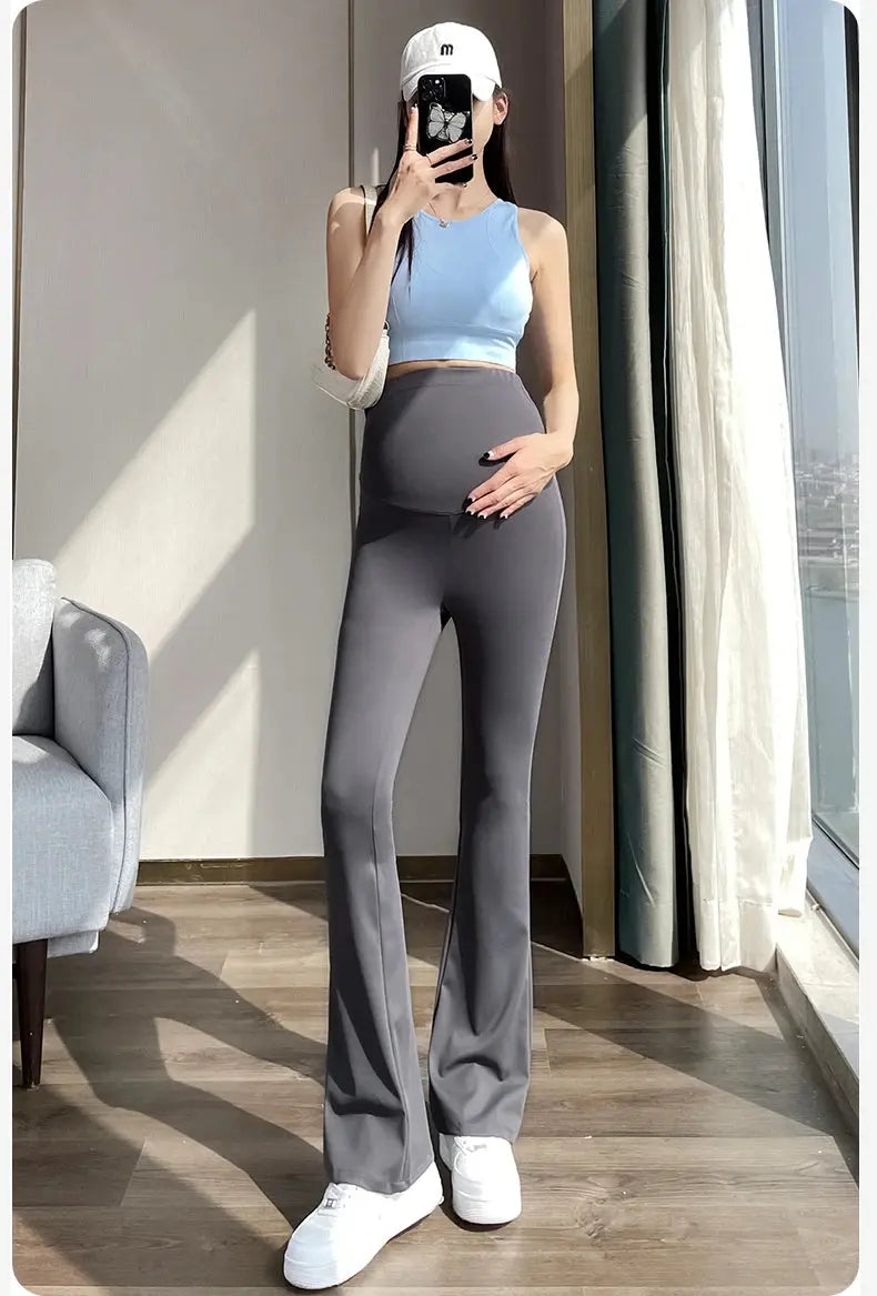 Maternity Leggings for Pregnant Women Yoga Flared High-waisted Trousers Pregnancy Clothes Maternity Yoga Flared Pants Nova Trendz