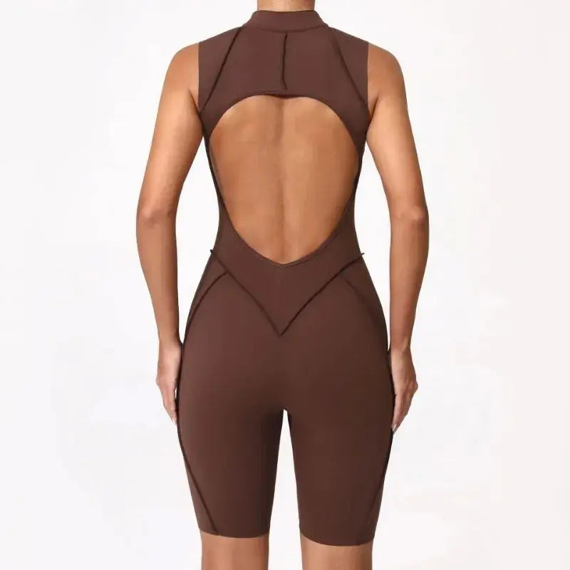 New Seamless Yoga Jumpsuits Sports Fitness Hip-lifting Backless Skinny Zipper One-Piece Workout Clothing Gym Bodysuit for Women - Nova Trendz