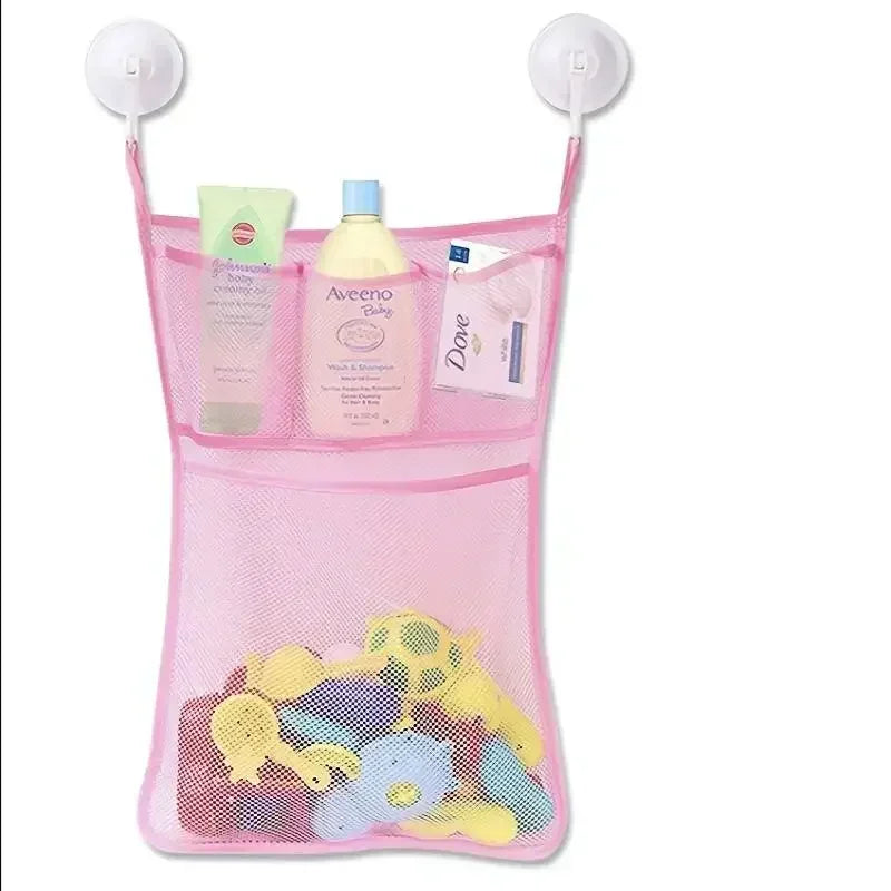 Baby Bathroom Mesh Bag Shower Bath Toys Storage with Strong Suction Cups Bathroom Toy Organizer Pouch for Kids Toddlers