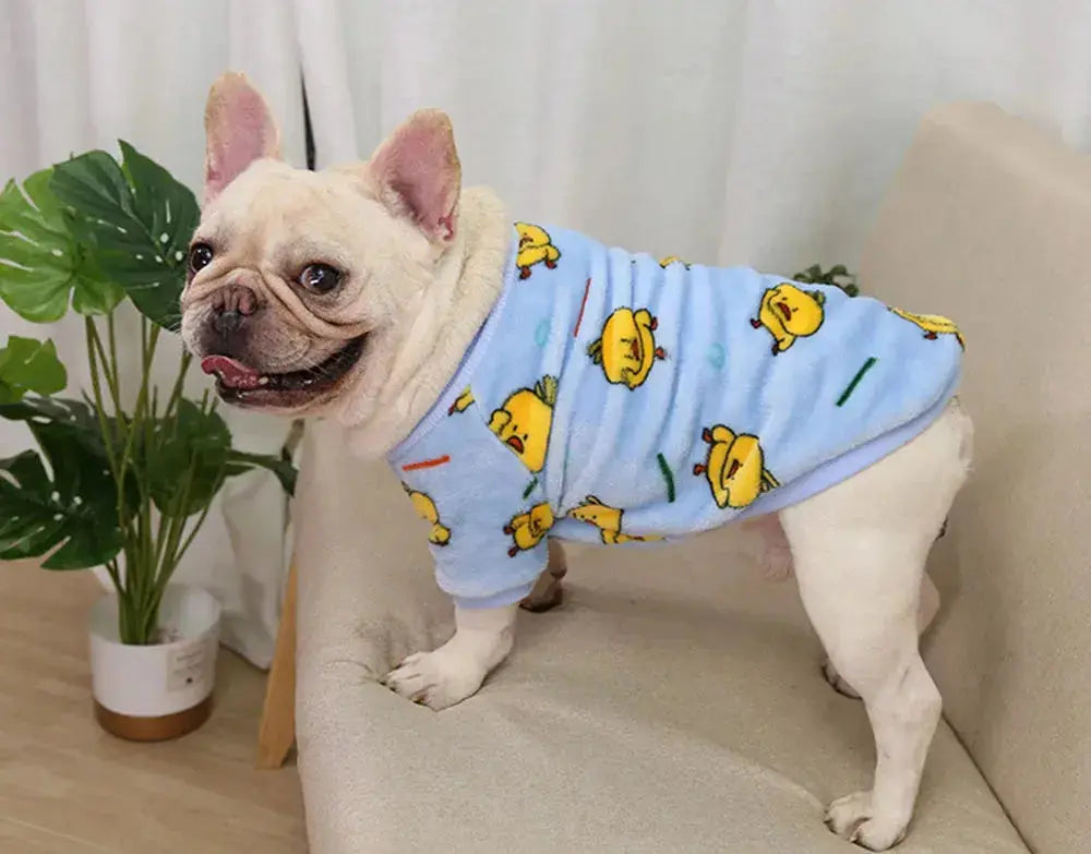Warm Dog Clothes Cute Print Puppy Pet Clothing French Bulldog Hoodie Winter Dog Pajamas Sweater Coat for Small Medium Dogs Cats - Nova Trendz