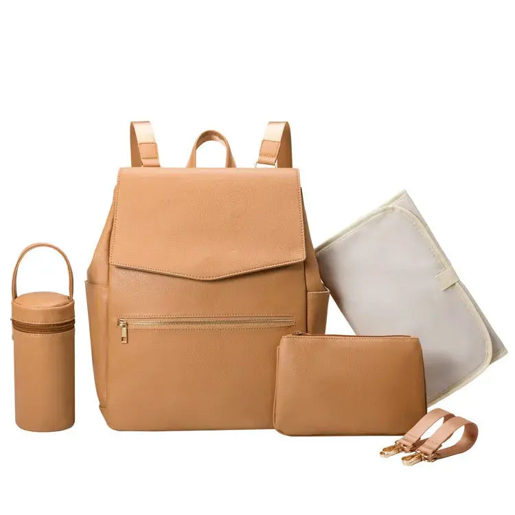 PU Leather Baby Diaper Bag Backpack For Moms Large Capacity Nappy Bag with Changing Pad Stroller Straps baby bags organizer Nova Trendz
