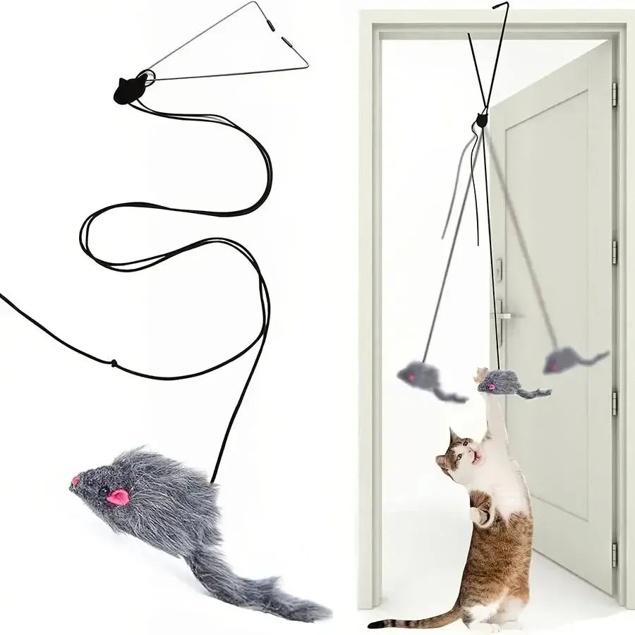 Simulation Mouse Cats Toy Funny Self-hey Hanging Door Retractable Cats Stick Scratch Rope Mouse Cat Interactive Toy Cat Supplies - Nova Trendz