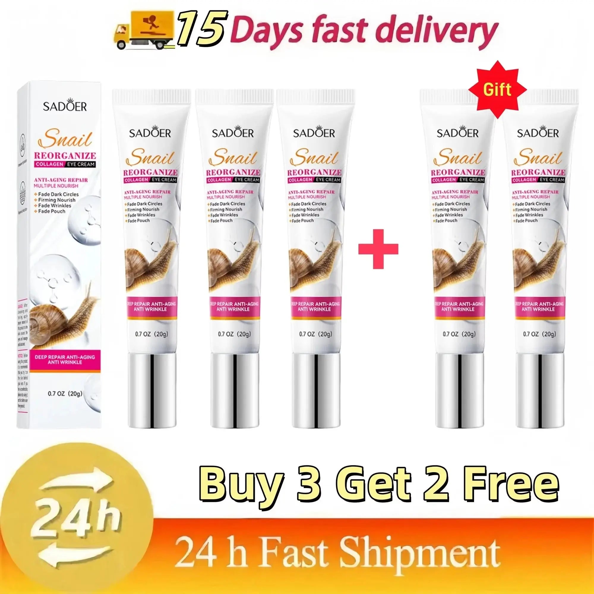Remove Eyes Bags Eye CreamSnail Collagen Anti Dark Circles Anti-wrinkleMoisturizing Firming Beauty Eyes SkinCare Products Nova Trendz