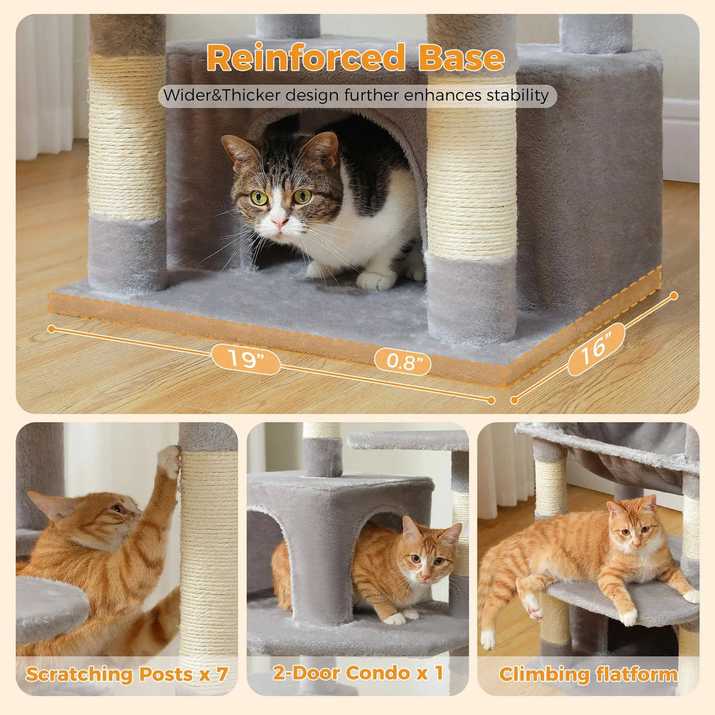184cm Large Cat Tree and Tower for Indoor Cats With Sisal-Covered Scratching Posts Spacious Hammock Padded Perches and Condos Nova Trendz
