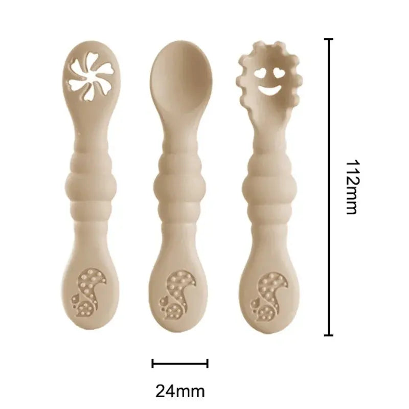 3PCS Silicone Spoon Fork For Baby Utensils Set Feeding Food Toddler Learn To Eat Training Soft Fork Cutlery Children's Tableware Nova Trendz