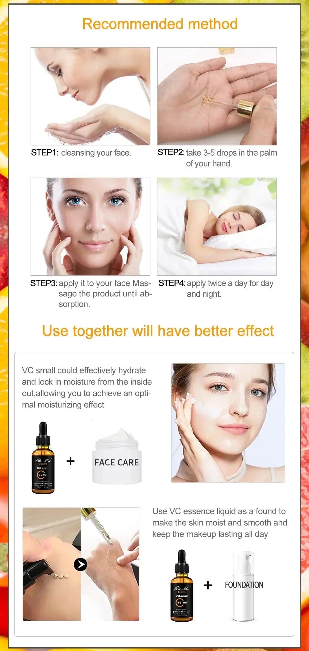Skincare Products Vitamin C Facial Serum Brighten Skin Lighten Spots Hyaluronic Acid Face Essence Skin Care Products 30ml Nova Trendz