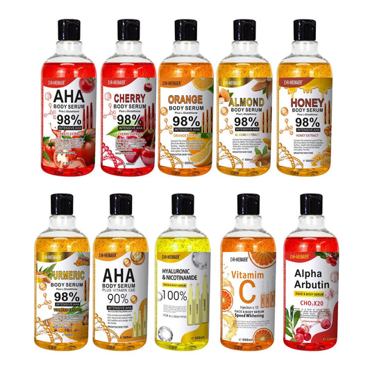 500ML Vitamin C AHA HYALURONIC& NICOTINAMIDE Face Serum Moisturizing Lightening Body Cream Honey&Almonds