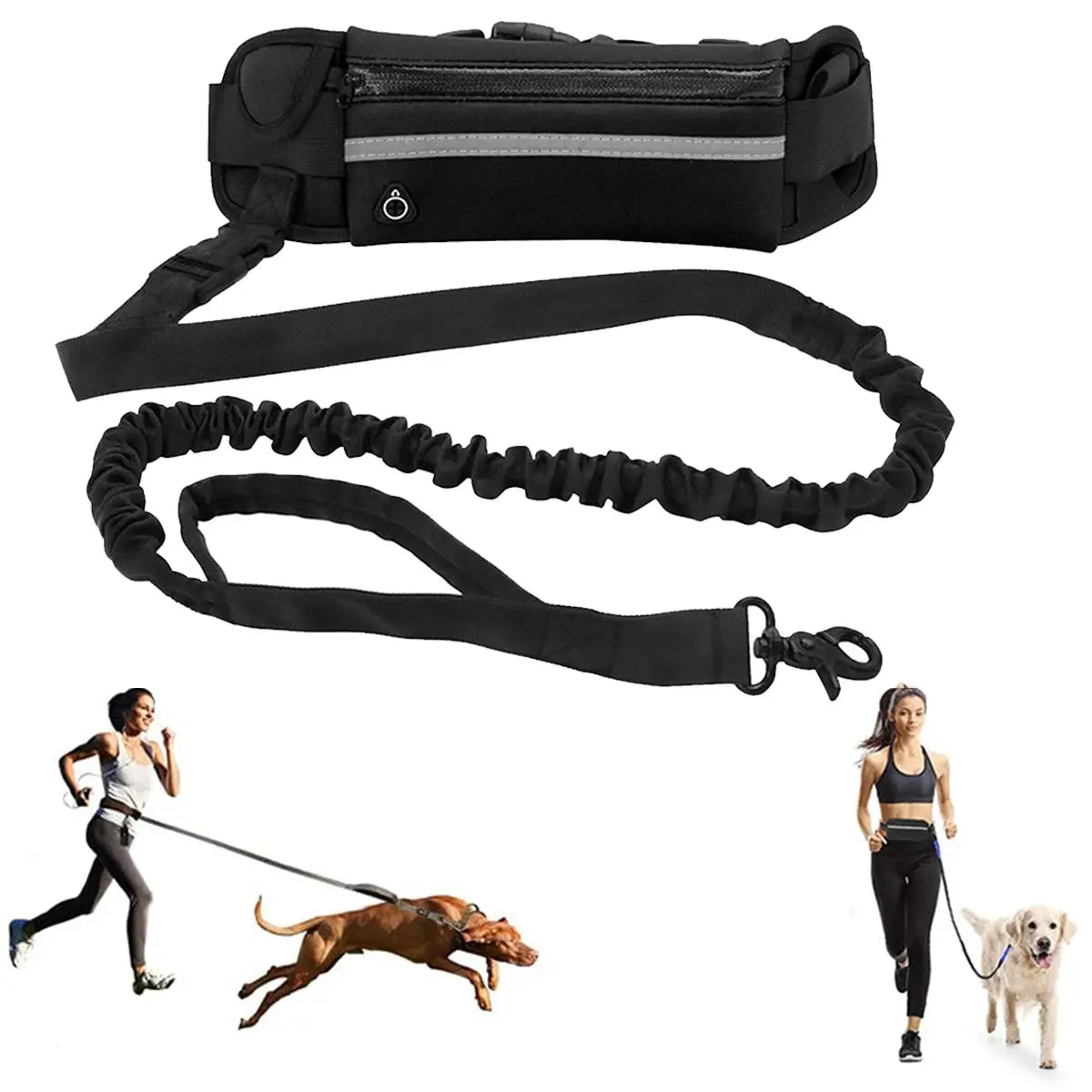 Hands Free Dog Leash Reflective Leash with Waist Bag Retractable Elastic Belt Dog Traction Rope for Running Walking Pet Products - Nova Trendz