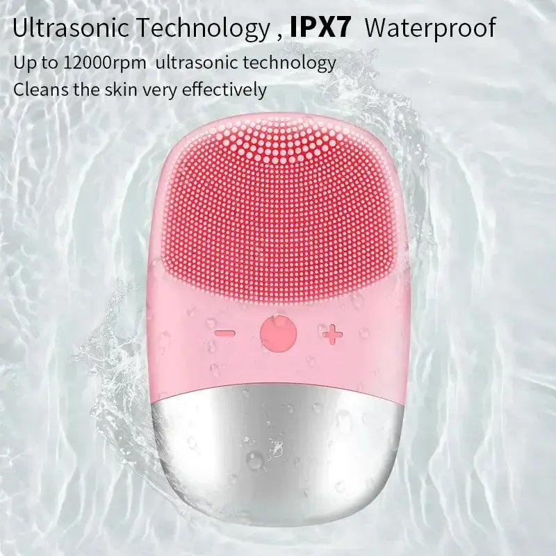Electric Facial Cleansing Brush Silicone Sonic Face Cleaner Deep Pore Cleaning Skin Massage Intelligent Cleansing Brush Device - Nova Trendz