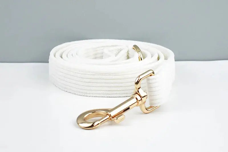 White Corduroy Dog Collar And Leash Set For Dogs Custom Engraved Nameplate Pet Supplies Dog Leash Corduroy12 Nova Trendz
