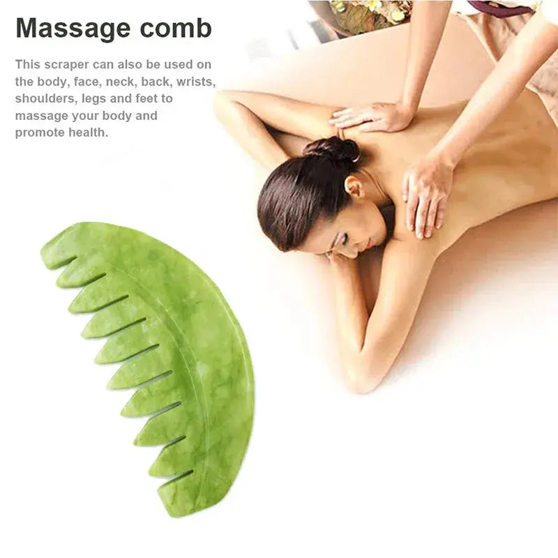 Natural Jade Comb Gua Sha Board Jade Massager For SPA Acupuncture Body Scraping Gouache Scraper Facial Skin Beauty Tool Nova Trendz
