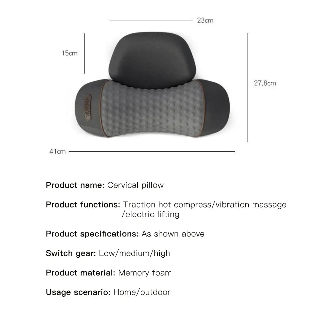 Electric Neck Massager Pillow Vibration Heating Massage Neck Traction Stretcher Support Cervical Spine Pain Relief Sleep Relax Nova Trendz