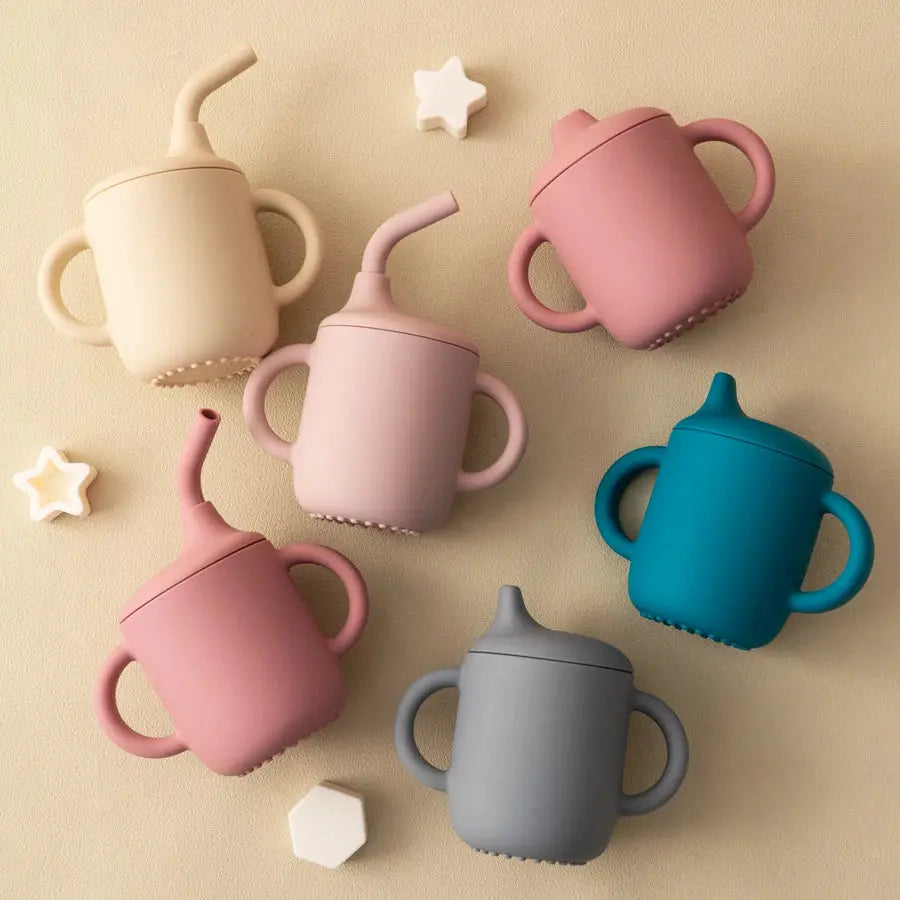 1PCS Two Lids Baby Silicone Straw Cup BPA Free Portable Storage Snack Container Feeding Cup Kids Learning Drink Cup Baby Stuff Nova Trendz