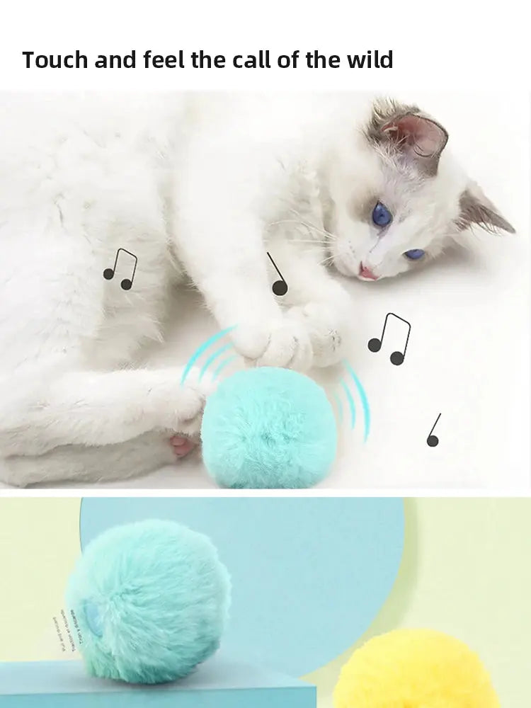 Interactive Ball Smart Cat Toys Plush Electric Catnip Training Toy Kitten Touch Sounding Pet Product Squeak Toy Ball - Nova Trendz