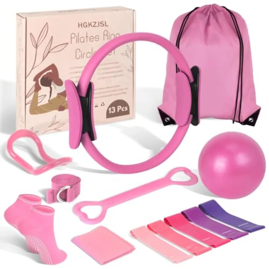 Home Pilates Essentials Kit for Women with 9 Inch Yoga Ball Figure 8 Resistance Band Pilates Bands Accessories Pilates Ring and Nova Trendz